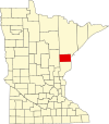 State map highlighting Carlton County