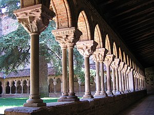 The cloisters at the St Pierre Abbey, Moissac, France are renowned for their carved capitals.