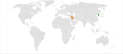 Map indicating locations of North Korea and Iraq