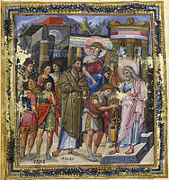 Paris Psalter, David anointed by Samuel, c. 950, Paris, Bibliothèque Nationale de France ms. grec 139, fol. 3v.