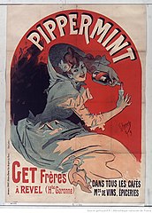 Faded earthy colours – Poster for Pippermint, by Jules Chéret (1899), Bibliothèque nationale de France, Paris