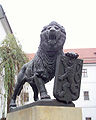 Lion holding Czechoslovak arms