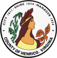 Likeness of Pocahontas on the seal of Henrico County, Virginia