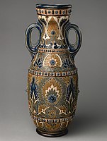 Lambeth stoneware vase, 1879, by Frank A. Butler