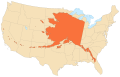 Image 14Alaska's area compared to the 48 contiguous states (from Geography of Alaska)