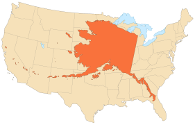 The area of Alaska is 18% of the area of the United States and equivalent to 21% of the area of the contiguous United States.