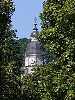 The tower of the Roman Catholic church of Nagymaros
