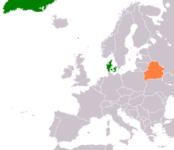 Map indicating locations of Denmark and Belarus