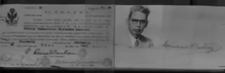 A photograph of a military identification card belonging to Maximiliano Hernández Martínez
