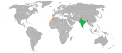 Map indicating locations of India and Morocco