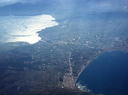 Aerial photograph of the isthmus of Corinth