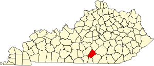 Map of Kentucky highlighting Russell County