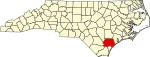 State map highlighting Pender County