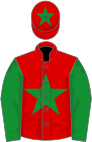 Red, green star and sleeves, star on cap