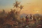 Javanese Landscape, with Tigers Listening to the Sound of a Travelling Group, 1849.