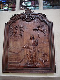 Bas-relief in cherry wood: "The Virgin appearing to Saint James", School of Auvergne (17th century)