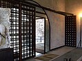 Ornate metal lattice door designed by Carlo Scarpa