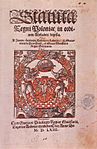 Statuta Regni Poloniae in ordinem alphabeti digesta (Statutes of the Polish Kingdom, Arranged in Alphabetical Order), 1563