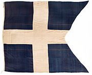 Early variant of state flag and war ensign. This design was also used by the Swedish East India Company.