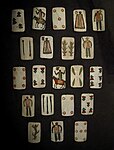 Chiricahua or Western Apache handpainted playing cards, c. 1875-1885, rawhide, Arizona, National Museum of the American Indian