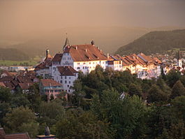 View of old town with the Hof in the centre