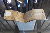 An apartheid-era passbook of an African female displayed in a museum