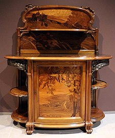 Buffet with marquetry and banana leaf ornament (1900)