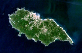 A satellite image of the island