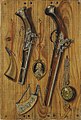 Manner of Jean-François De le Motte (1625–1685). Still Life in Trompe-l'oeil Style With Pistols and a Henri Iv Medaillon [17th Century]