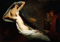 1855 Ary Scheffer - The Ghosts of Paolo and Francesca Appear to Dante and Virgil