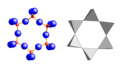 6 units [Si6O18], beryl (red: Si, blue: O)