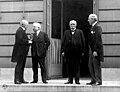 "The Big Four" during the Paris Peace Conference (from left to right, Lloyd George, Vittorio Emanuele Orlando, Georges Clemenceau, Woodrow Wilson)