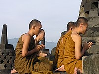 Buddhist monks pilgrim in Indonesia