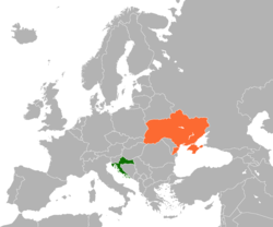 Map indicating locations of Croatia and Ukraine
