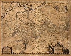 A 1648 map by Guillaume Le Vasseur de Beauplan called Delineatio Generalis Camporum Desertorum vulgo Ukraina (General illustration of desert plains, in common speech Ukraine)