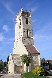 The belltower of the church in Ranville