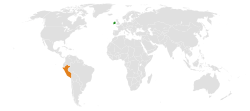 Map indicating locations of Ireland and Peru