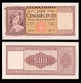 500 lire – obverse and reverse – printed in 1947