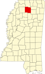 Map of Mississippi highlighting Lafayette County