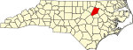 State map highlighting Nash County