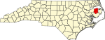 State map highlighting Tyrrell County