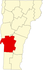 Map of Vermont highlighting Rutland County