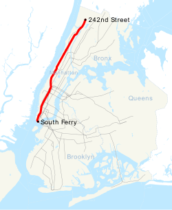 Map of the "1" train