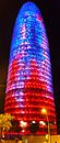 Torre Agbar, Barcelona, 2005 by Jean Nouvel; lighting design Yann Kersalé; photographed in 2011
