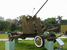 A Soviet 37mm automatic air-defense cannon used by the Viet Minh during the battle.