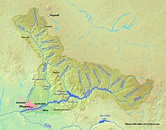 Graphic of the "Salt River Drainage", the Mogollon Rim, and the Arizona transition zone (central-west region)