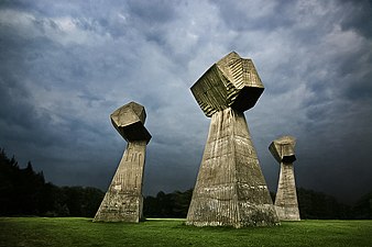 "Three fists" Monument by Ivan Sabolić in Niš, 1963