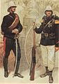 Officer and Marsouin (private) in colonial dress, late 19th century.