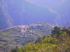 A view of Utelle from a nearby hillside