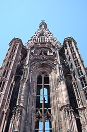 Lower portion of octagonal tower and spire